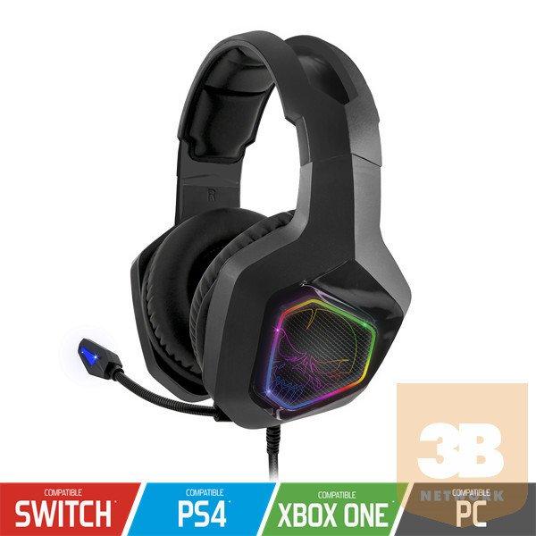 Spirit of Gamer Fejhallgató - ELITE H50 Black (MultiPlatform, RGB, 3.5mm Jack,
mikrofon, hangerőszabályzó, nagy-párnás)