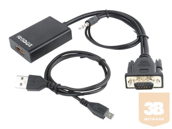 GEMBIRD A-VGA-HDMI-01 Gembird adapter VGA(M) -> HDMI(F), black, blister