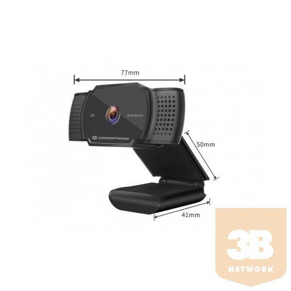 Conceptronic Webkamera - AMDIS02B (2592x1944 képpont, Auto-fókusz, 30 FPS, USB
2.0, univerzális csipesz, mikrofon)