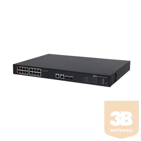 Dahua PoE switch - PFS3220-16GT-240 (16x 1Gbps at/af PoE + 2x 1Gbps + 2x SFP,
240W)