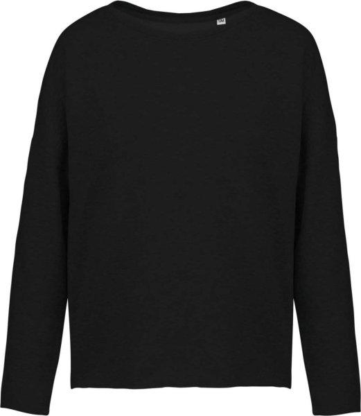 Női laza szabású környakas pulóver, Kariban KA471, Black-L/XL