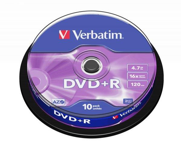 Verbatim DVD+R 4,7Gb 16x Hengeres 10db/csomag (10-es címke)