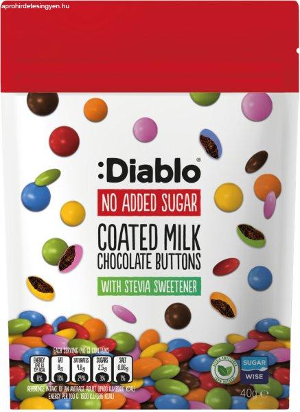 Diablo drazsé tejcsokoládés cukorbevonattal hozzáadott cukor nélkül 40 g