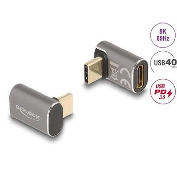 DELOCK Átalakító USB 40 Gbps Type-C male > female PD 3.0 100W 90 fokos 8K
60Hz fém