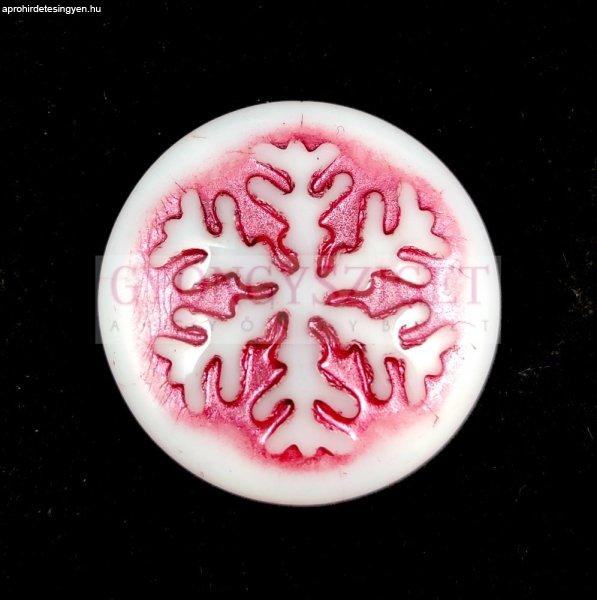 Üveg kaboson - Hópihe - Alabaster Fuchsia - 21mm