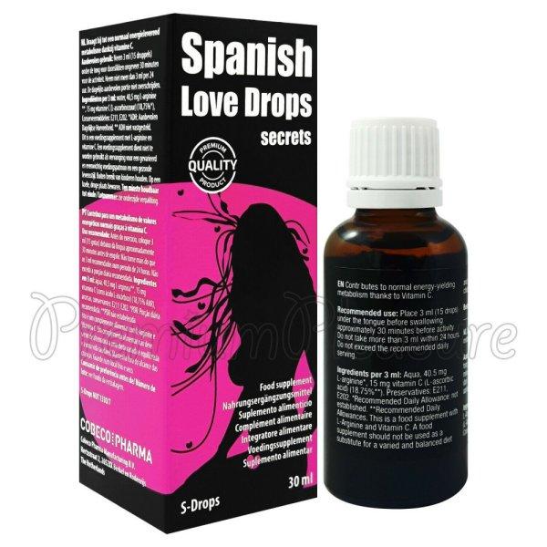 SPANISH LOVE DROPS SECRET VÁGYFOKOZÓ CSEPPEK NŐKNEK - 30 ML