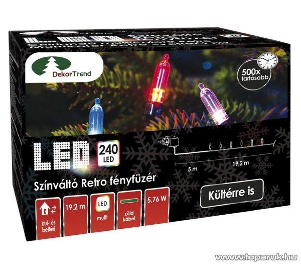 Design Dekor KDP 246 Kültéri 240 LED-es színváltós RETRO fényfüzér, 19,2
m hosszú, zöld színű kábellel, színes (multi) világítással