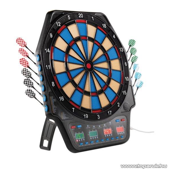 ASPIRA 4x LED kijelzős elektromos darts tábla készlet, 3 x 4 dart szettel
(hálózati adapterrel és póthegyekkel), kék-sárga színű