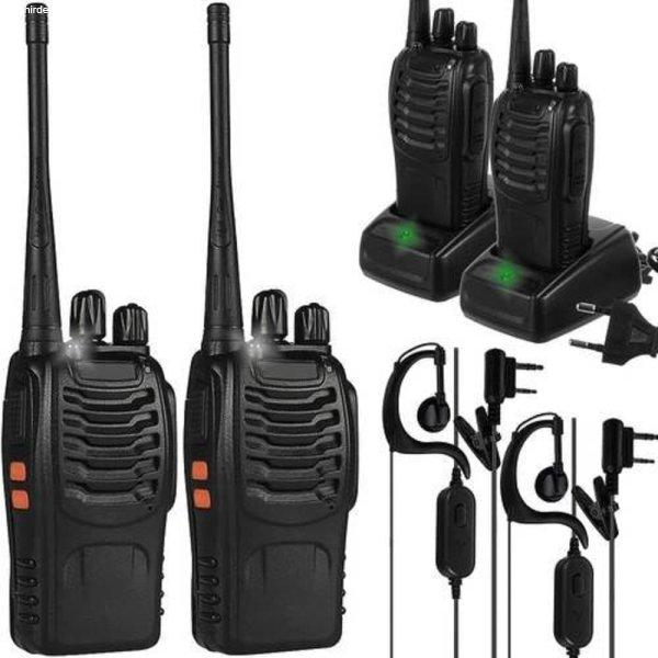 2 darabos Walkie Talkie szett zseblámpával, fülhallgatóval,
3-5 km-es hatótávolság (BB-20446)  p