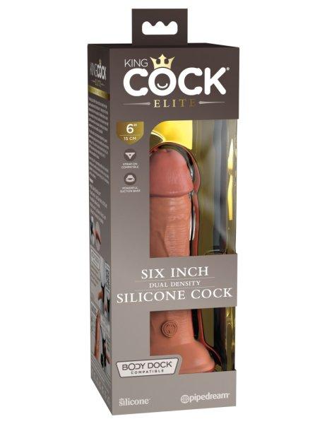  6" Dual Density Silicone Cock  Tan 