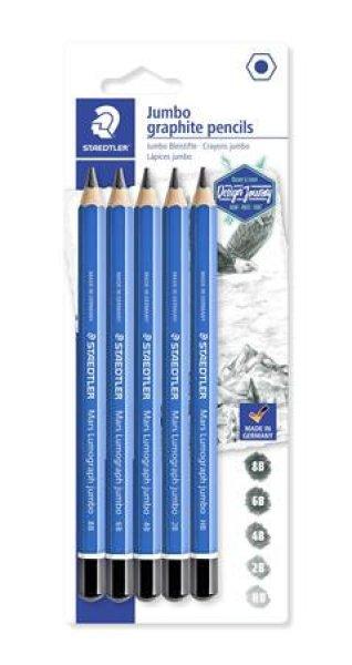 Grafitceruza készlet, jumbo, hatszögletű, STAEDTLER " Mars Lumograph
Jumbo 100J", 5 különböző keménység