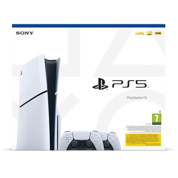 PlayStation 5 (Model Slim) + bezdrôtový ovládač PlayStation 5 DualSense,
biely