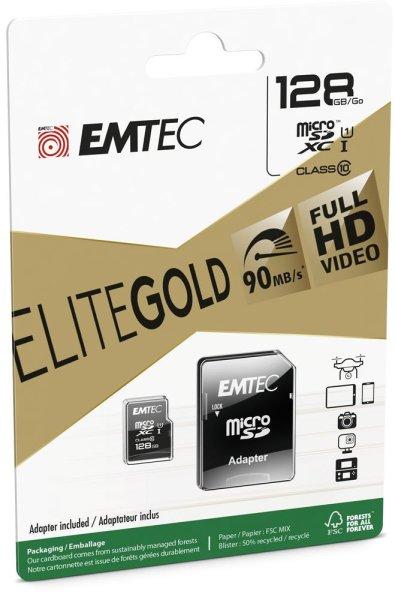 Emtec 128GB microSDXC Elite Gold Class 10 UHS-I U1 + adapterrel