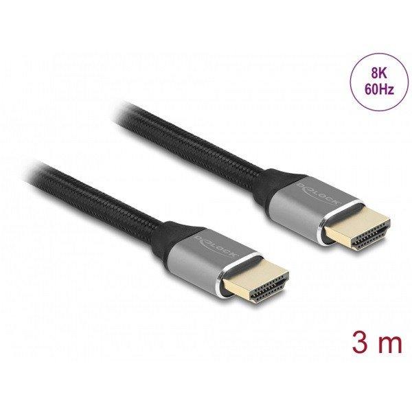 DELOCK kábel HDMI male / male összekötő 48 Gbps 8K 60Hz tanúsítvánnyal 3m
szürke