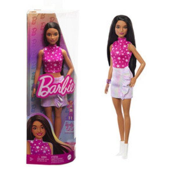 Barbie 65. Évfordulós baba csillagos pink topban