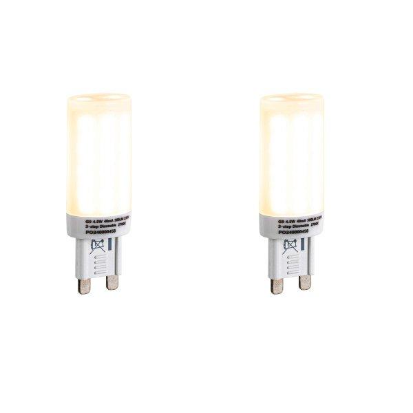 Set van 2 G9 3-staps dimbare LED lampen opaal 4.5W 500 lm 2700K