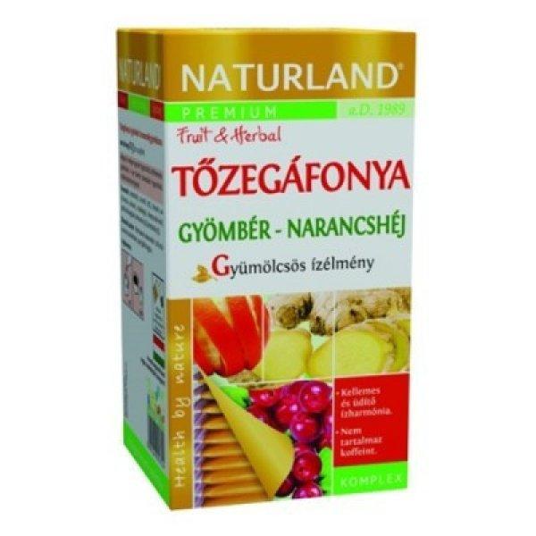 Naturland gyümölcstea tőzegáfonya-gyömbér narancshéj 20x2 g 40 g