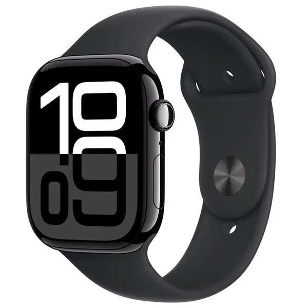 Apple Watch Series 10 GPS 46mm Klavírne čierne hliníkové s čiernym
športovým remienkom - M/L