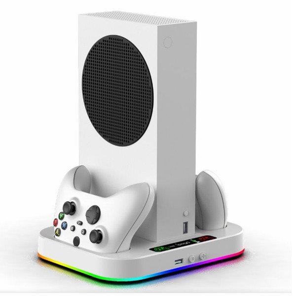 iPega XBS012S multifunkčný nabíjací RGB stojan s chladením pre Xbox Series
S, 2 ks baterií