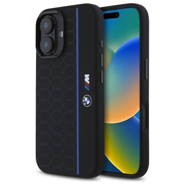 BMW BMHMP16S23SHEB Silicone Hexagon Blue Line MagSafe-kompatibilis keménytok
iPhone 16 - fekete