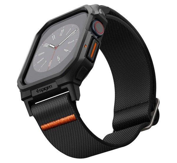 SPIGEN LITE FIT PRO pótszíj (egyedi méret, textil, ütésállóság +
szilikon keret) FEKETE Apple Watch Series 10 42mm