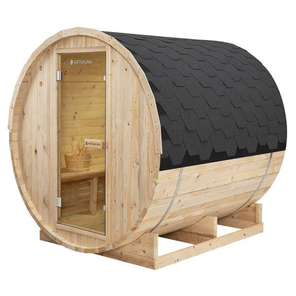 Vonkajšia sudová sauna Spitzbergen L dĺžka 180 cm priemer 180 cm (6 kW)