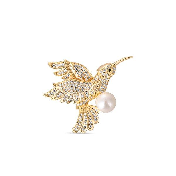 JwL Luxury Pearls Bájos aranyozott kolibri bross valódi gyönggyel
JL0516