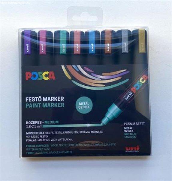 Dekormarker készlet, 1,8-2,5 mm, UNI "Posca PC-5M", 8 különböző
metál szín