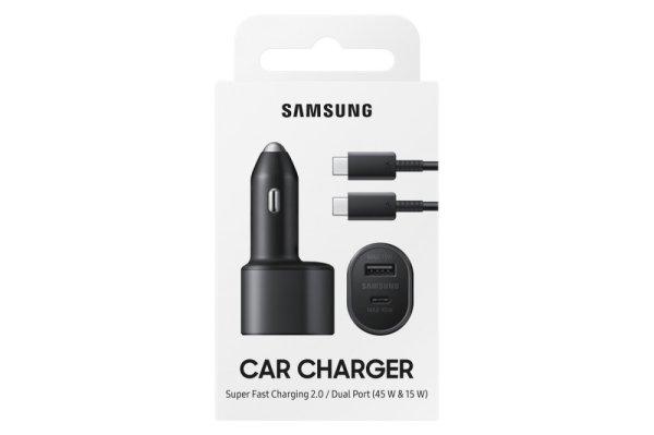 BLISZTERES Samsung EP-L5300XBEGEU fekete gyári autós gyorstöltő USB és
Type-C csatlakozóval, EP-DN975BBE Type-C - Type-C adatkábellel 3000mAh max 45W