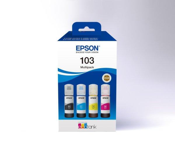 Epson No.103 (T00S6) 4db-os EREDETI TÖLTŐTINTA Multipakk FEKETE / CIÁN /
MAGENTA / SÁRGA (4x65ml) 