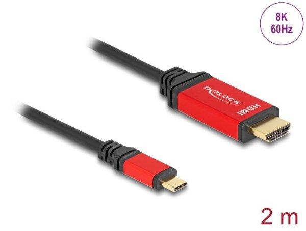 DeLock USB Type-C to HDMI Cable (DP Alt Mode) 8K 60 Hz with HDR function 2m
Black/Red