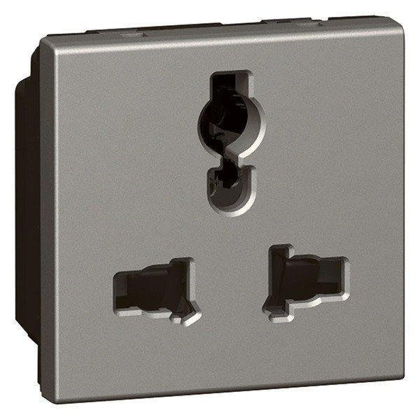 Legrand 572623 Arteor Multistandard socket 2P+E unswitched, shuttered, 2
modules, magnesium