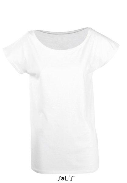 Női MARYLIN rövid ujjú csónak nyakú hosszított póló, SOL'S SO11398,
White-XL