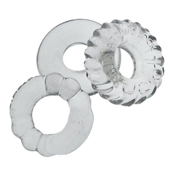 Oxballs Bonemaker 3-Pack Cockring Kit - Clear péniszgyűrű