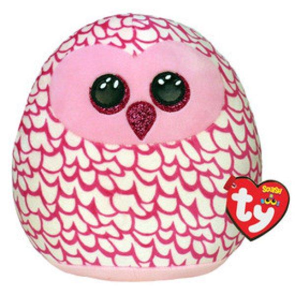 Ty Squish-a-Boos párna alakú plüss figura PINKY, 30 cm - rózsaszín bagoly