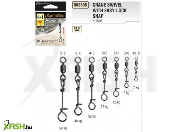 Kamatsu Crane Swivel With Easy Lock Snap Pergető Kapocs 8+0-as 9Kg 10db/csomag