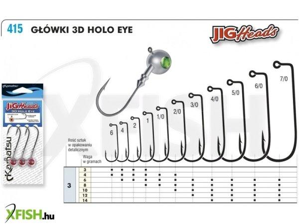 Kamatsu 3D Holo Eye Piros Jig Fej 4/0 12G Bln 3 db/csomag