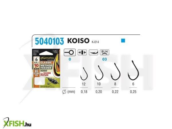 Kamatsu Method Feeder Leaders Classic Koiso Előkötött Horog Szilikon Karikás
10cm 0.25mm 6-os 10db/csomag