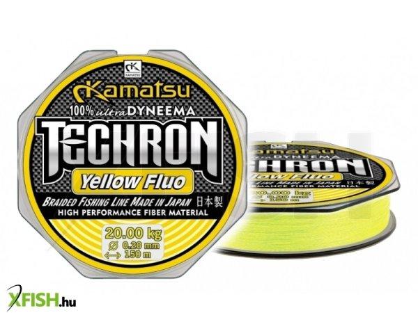 Kamatsu Braid Techron Yellow Fluo Fonott Pergető Zsinór 150m 0,22mm 25,0Kg