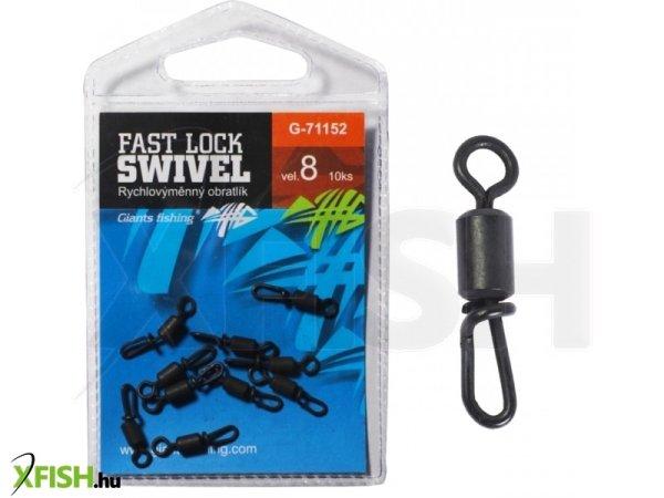 Giants Fishing Fast Lock Swivel Gyorskapocs Forgóval 8-as 25 kg 10 db/csomag