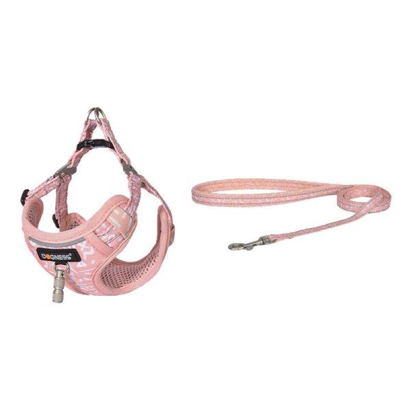 Dogness cat leash+harness walking set (pink)