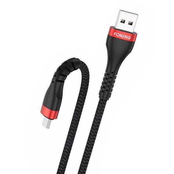 Kábel USB-Micro USB Foneng, x82 páncélozott 3A, 1m (fekete)