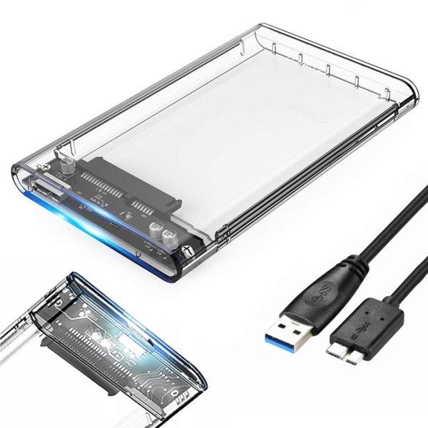 Külső merevlemez fedél átlátszó HDD SSD 2,5″ + USB 3.0