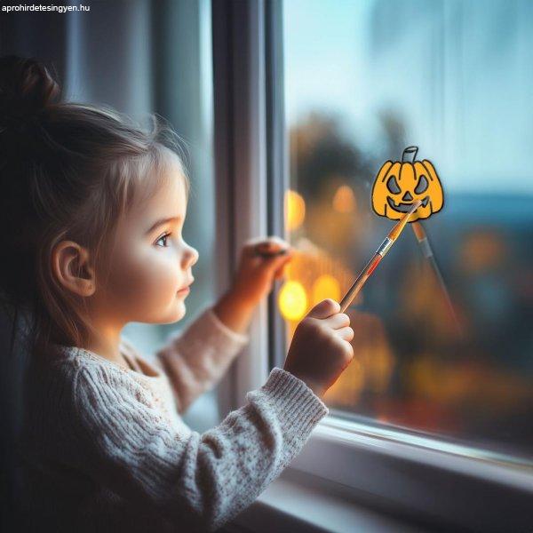 Halloween-i kifesthető ablakdekor - tök - 4 szín - ecsettel