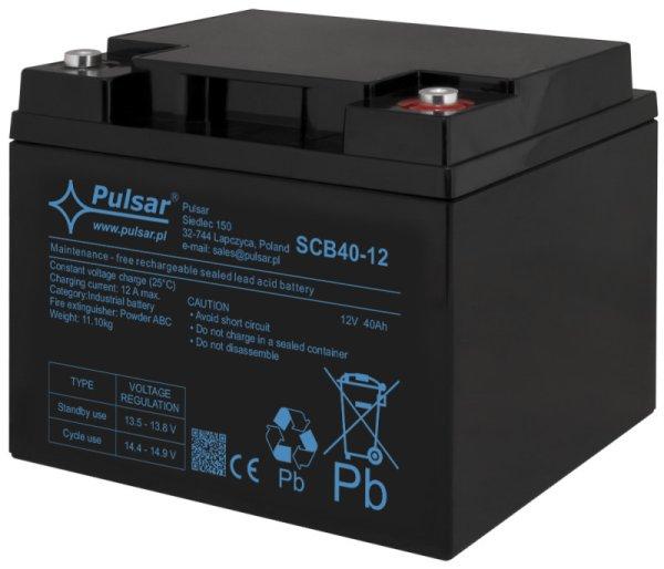 Pulsar SCB40-12 Akkumulátor 12V 40 Ah, SCB széria, csatlakozó: 14mm (F13)