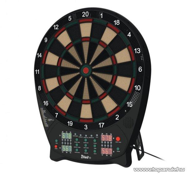 Crivit 4x LED kijelzős elektromos darts tábla készlet, 3 x 4 dart szettel
(hálózati adapterrel és póthegyekkel), fekete-sárga színű