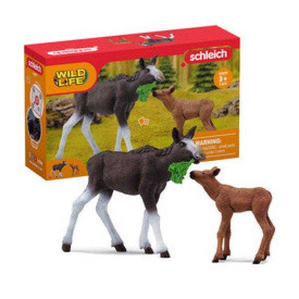 Schleich jávorszarvas borjúval