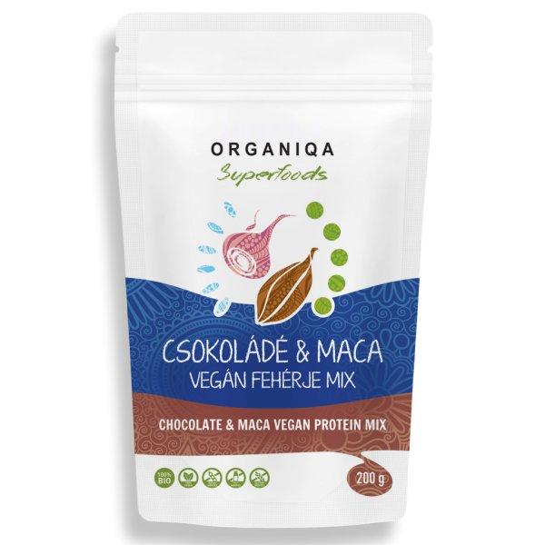 Organiqa 100% bio vegán fehérje mix csokoládé-maca 200 g