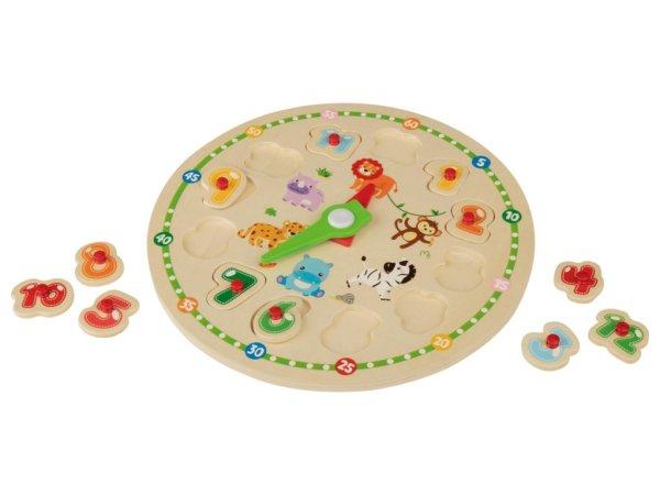 PlayTive Zoo Clock készségfejlesztő fa puzzle óra, 13 részes tanuló óra
játék szett állatokkal és számokkal (460715)