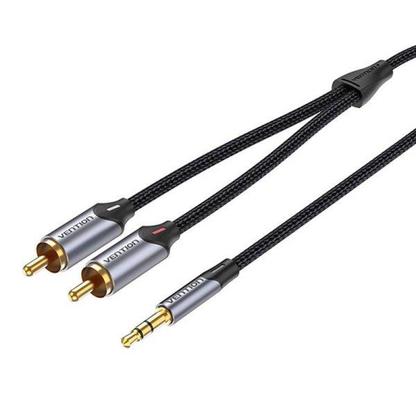 Audio kábel 2xRCA 3.5mm Vention BCNBK 8m (szürke)